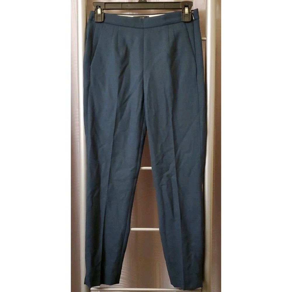 J.Crew Womens 00 Green Wool Blend Chic Martie Pants 25 x 25 Side Zip
